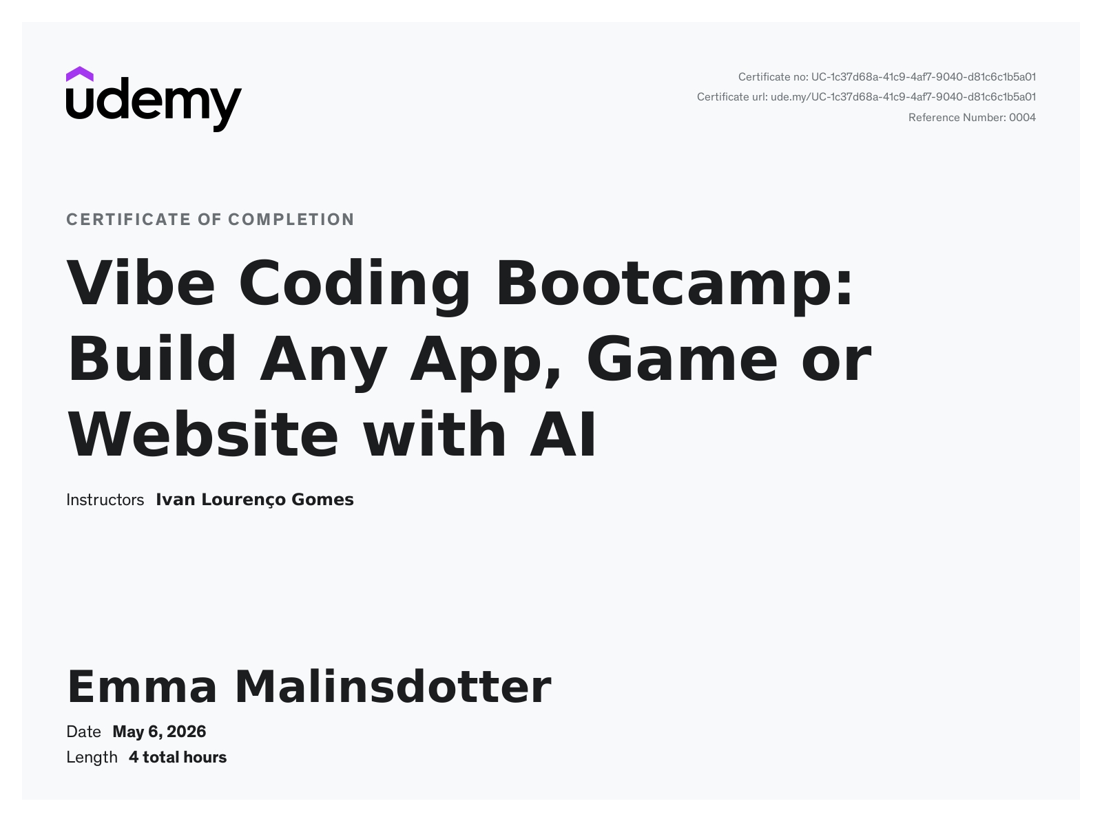 VibeCoding  Certificate thumbnail